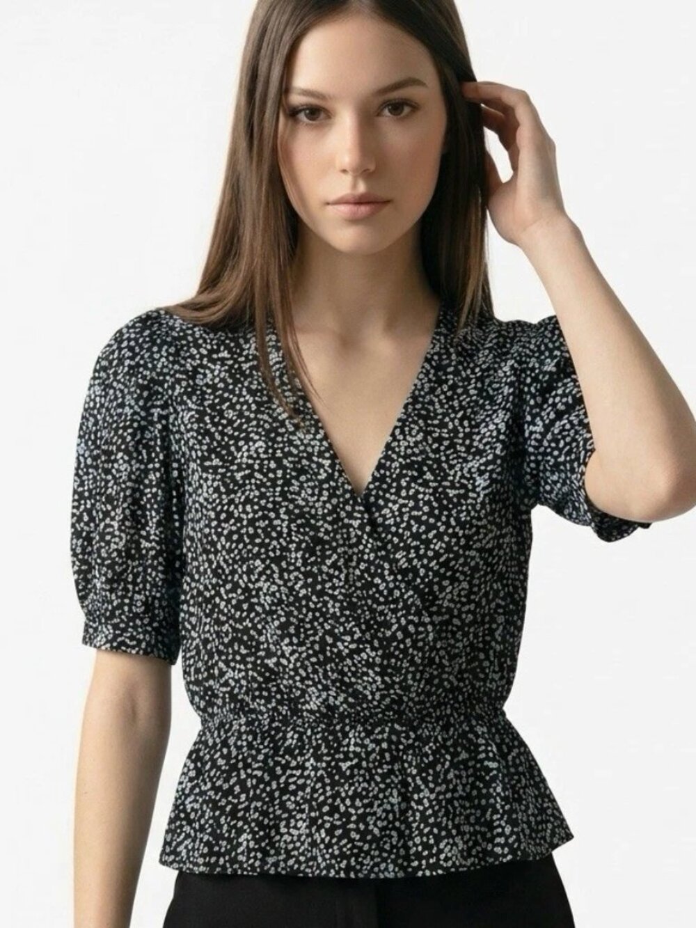 The Kooples Summer Dot Faux Wrap Blouse Details FR 1/US Small NWT